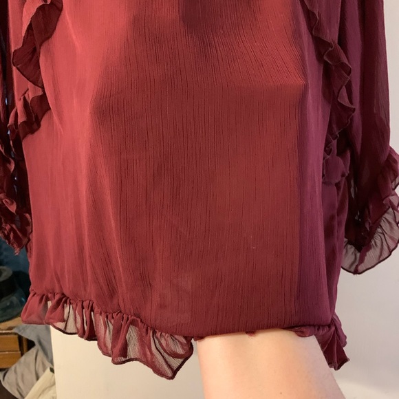 Burgundy ruffle blouse - Picture 4 of 6